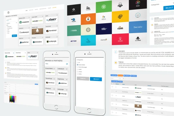 Super Logos Showcase for WordPress plugin banner with a grid of brand logos