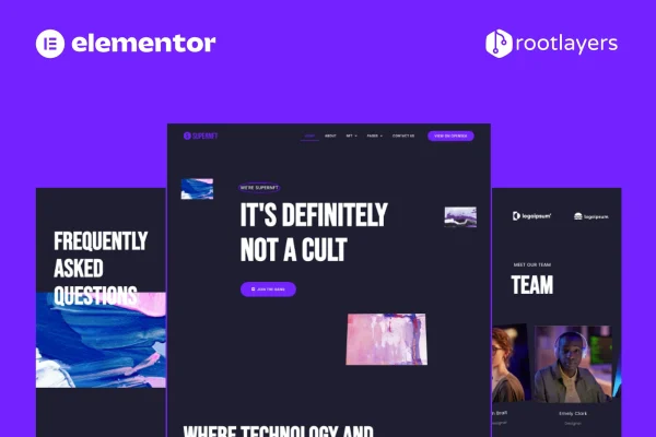SuperNFT NFT portfolio Elementor template kit preview