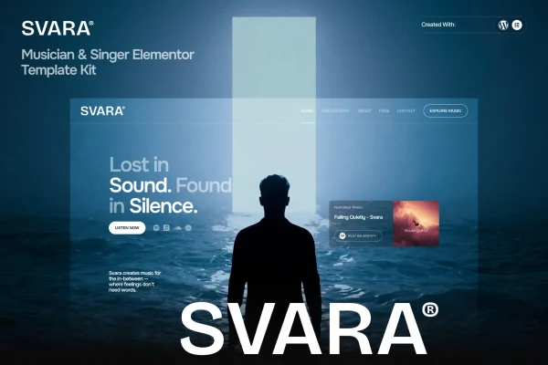 Svara musician and singer Elementor template kit preview