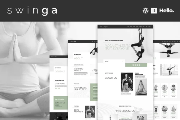 Swinga yoga and fitness studio Elementor template kit preview