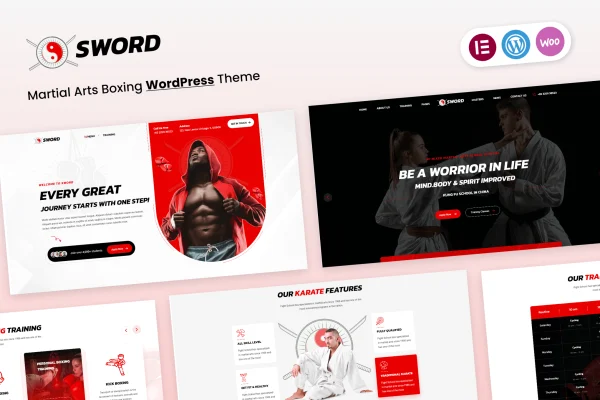 Sword martial arts and boxing WordPress theme preview