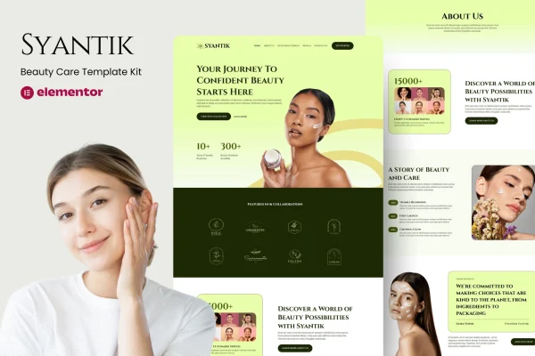 Syantik beauty product Elementor template kit cover image