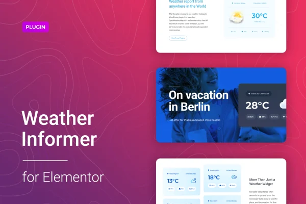 Synopter for Elementor weather widget plugin banner