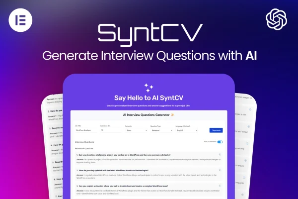 SyntCV: AI Interview Questions Generator plugin banner