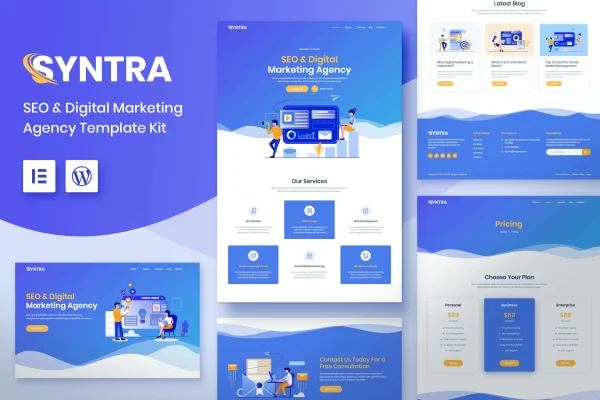 SYNTRA SEO and digital marketing agency Elementor template kit cover
