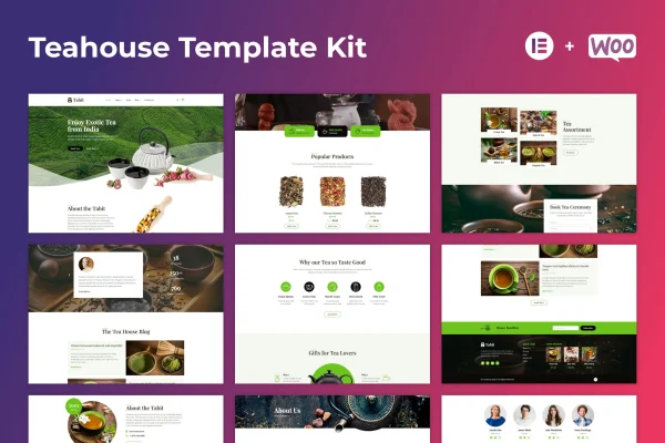 Tabit teahouse and tea store Elementor template kit preview