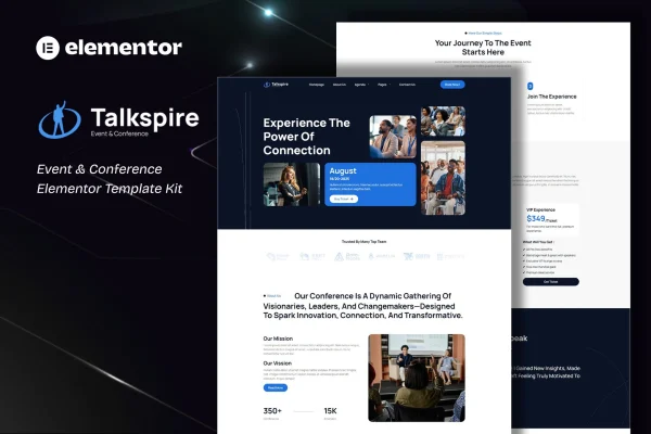 Talkspire event and conference Elementor template kit preview