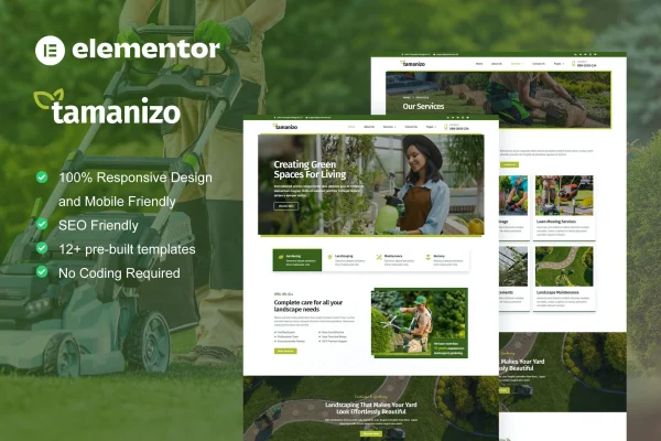 Tamanizo gardening and landscape Elementor template kit preview
