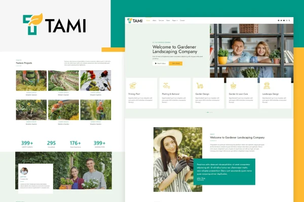 Tami landscaping and gardening Elementor template kit preview