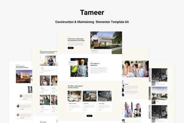Tammer construction and maintenance Elementor template kit preview