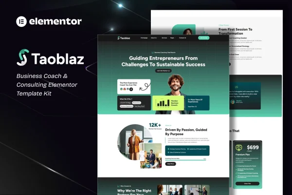Taoblaz business coach and consulting Elementor template kit preview