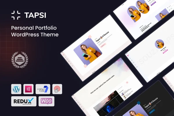 Tapsi personal portfolio WordPress theme preview