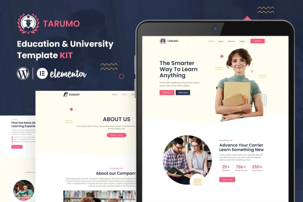 Tarumo education and university Elementor template kit preview