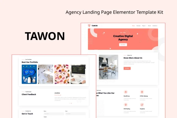 Tawon agency landing page Elementor template kit cover image