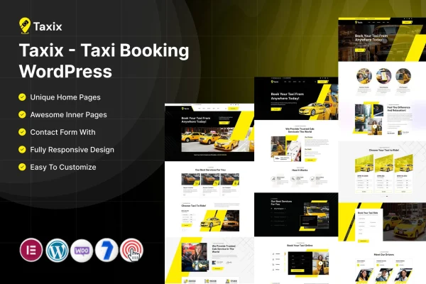 Taxix taxi booking WordPress theme preview