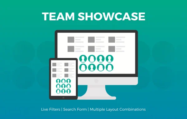 Team Showcase plugin banner with team member profile layouts