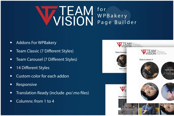 Teamvision team addons for WPBakery Page Builder plugin banner