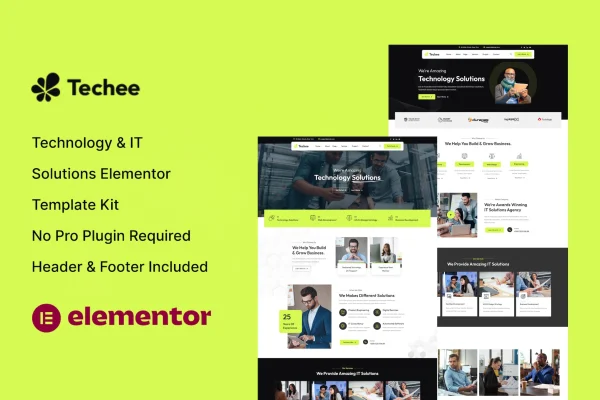 Techee technology and IT solutions Elementor template kit preview