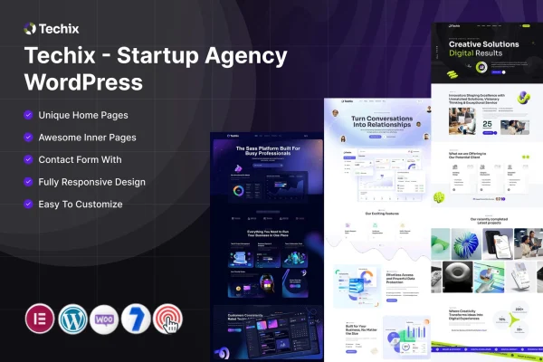 Techix startup agency WordPress theme cover image
