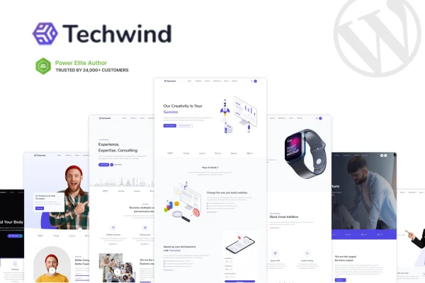 Techwind multipurpose landing WordPress theme preview