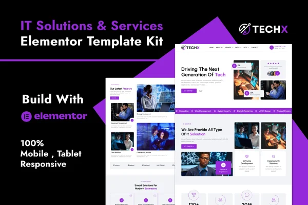 TechX IT solutions and services Elementor template kit cover image