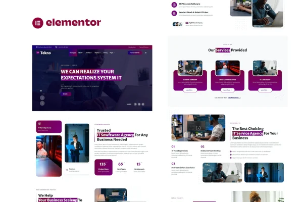 Tekno IT service and software developer Elementor template kit preview
