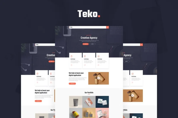 Teko creative agency Elementor template kit preview