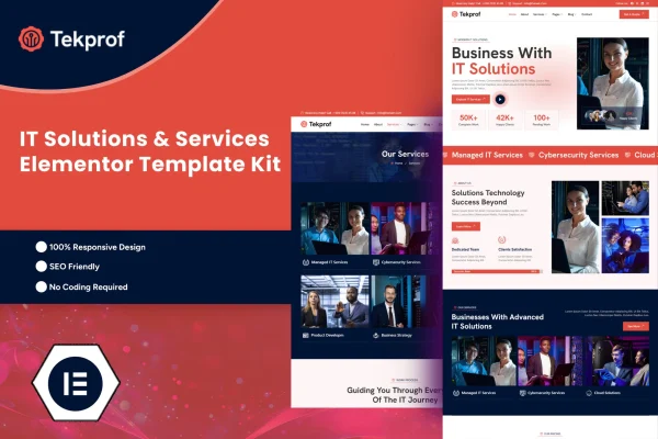 Tekprof IT solution and technology Elementor template kit preview