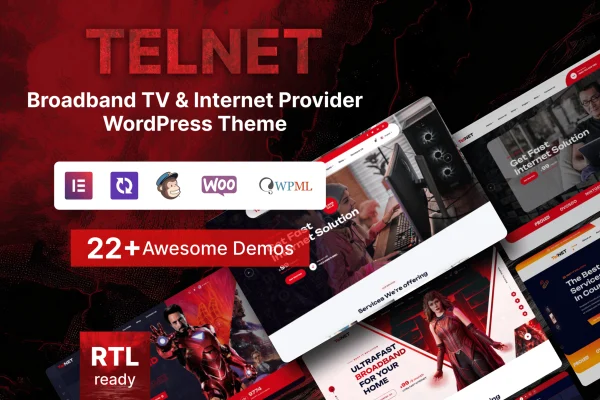 Telnet broadband TV and internet provider WordPress theme preview