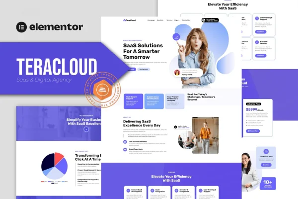 Teracloud SaaS and digital agency Elementor template kit preview