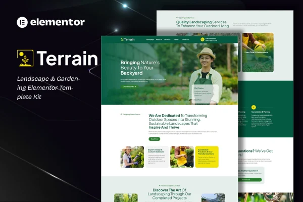 Terrain landscape and gardening Elementor template kit preview
