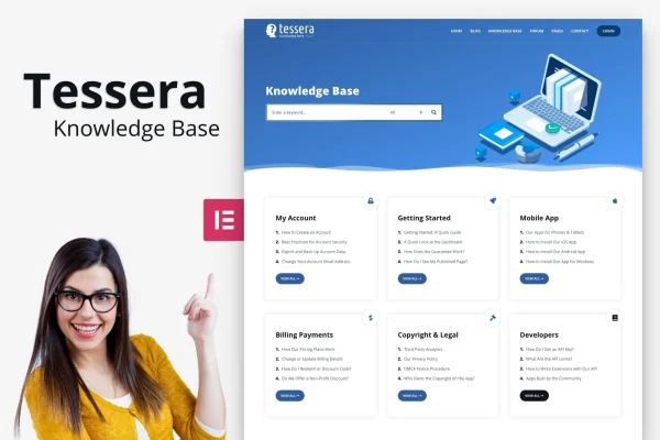 Tessera knowledge base WordPress theme preview