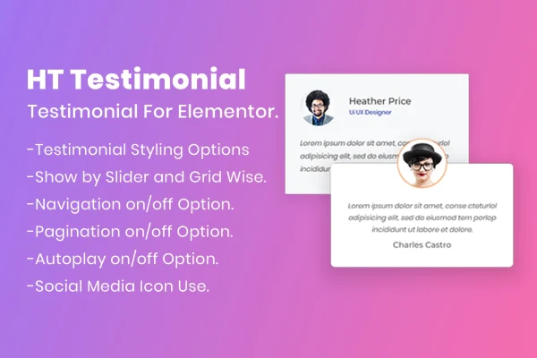 HT Testimonial For Elementor plugin banner