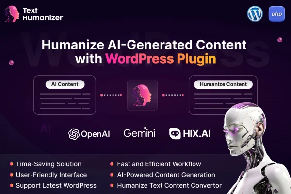 TextHumanizer WordPress plugin banner for humanizing AI content