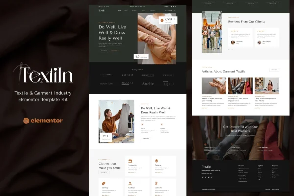 Textiln textile and garment industry Elementor template kit cover image
