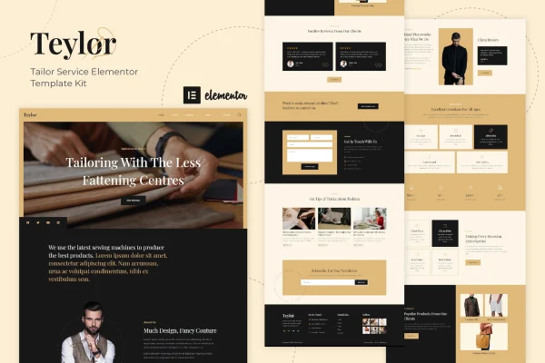 Teylor tailor service Elementor template kit preview