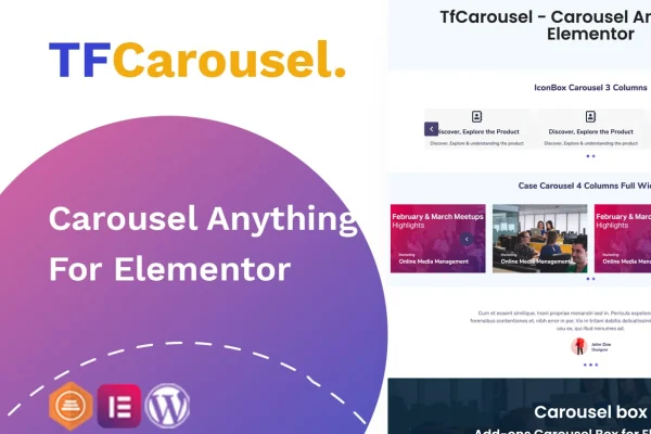 TFCarousel Box Addon For Elementor plugin banner