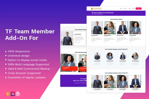 TFTeam Addon For Elementor team member widget banner