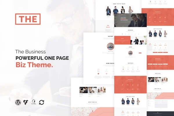 The Business one page WordPress theme preview for agencies and companies