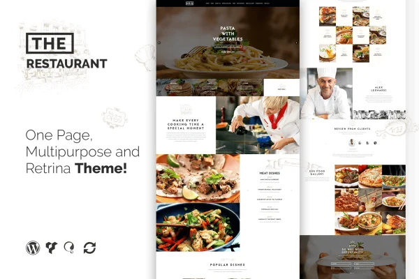 The Restaurant one-page WordPress theme for restaurants and catering preview