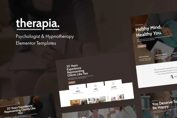 Therapia psychologist and hypnotherapy Elementor template kit preview