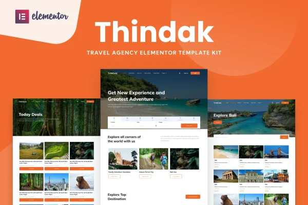 Thindak travel agency Elementor template kit preview