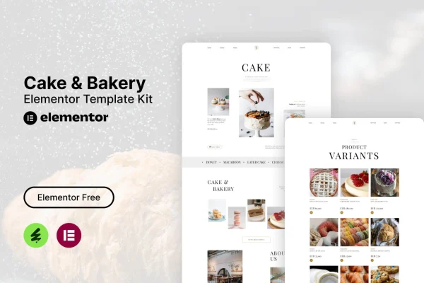 Tiffa cake and bakery Elementor template kit preview