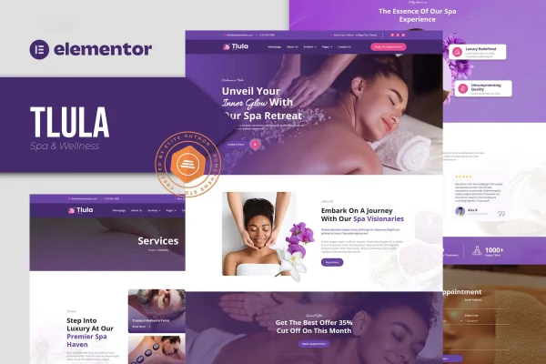 Tlula spa and wellness Elementor template kit preview