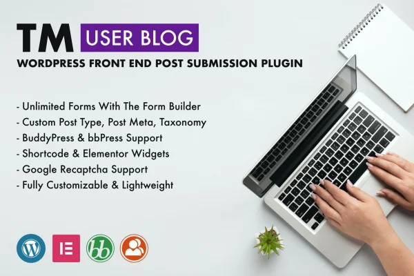 TM User Blog front end post submission plugin banner