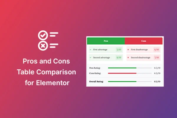 TMPL Pros & Cons Tables Elementor widget banner
