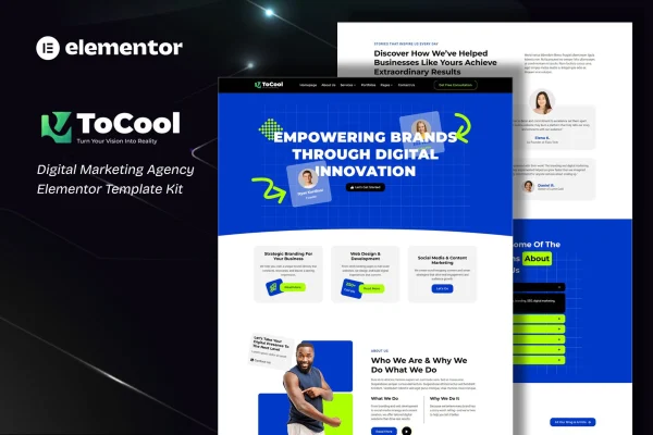 Tocool digital marketing agency Elementor template kit preview
