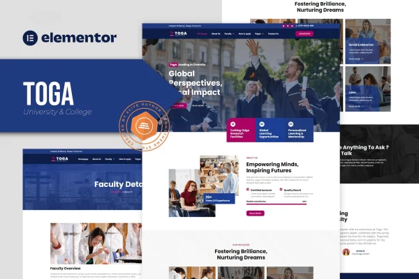 Toga university and college Elementor template kit preview