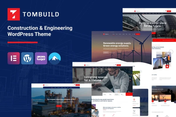 Tombuild construction and engineering WordPress theme preview