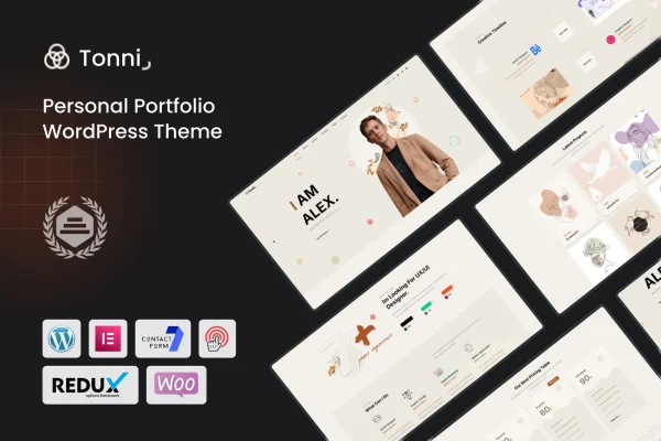 Tonni personal portfolio WordPress theme preview